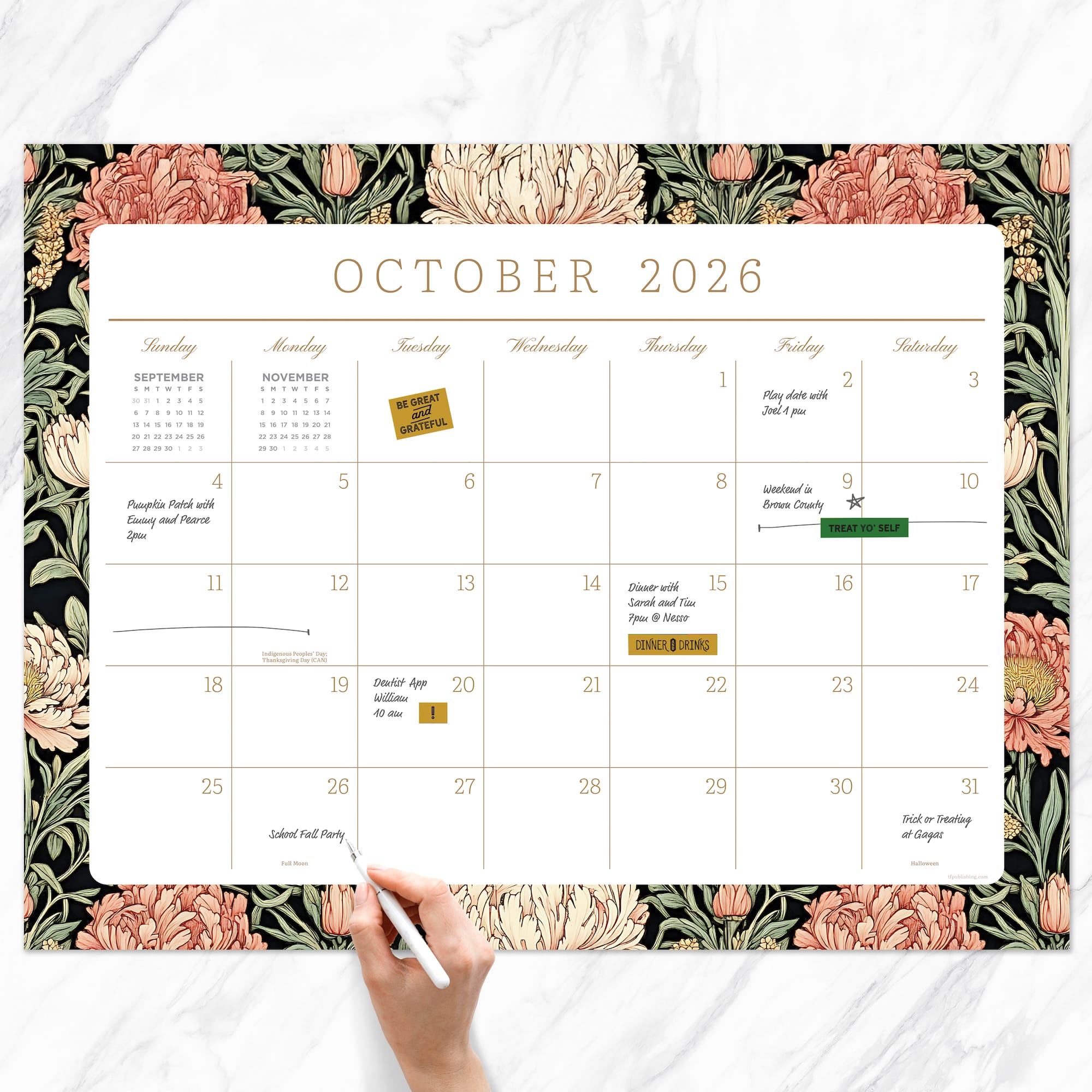 TF Publishing 2026-27 Artisan Legacy Desk Pad Monthly Blotter Calendar